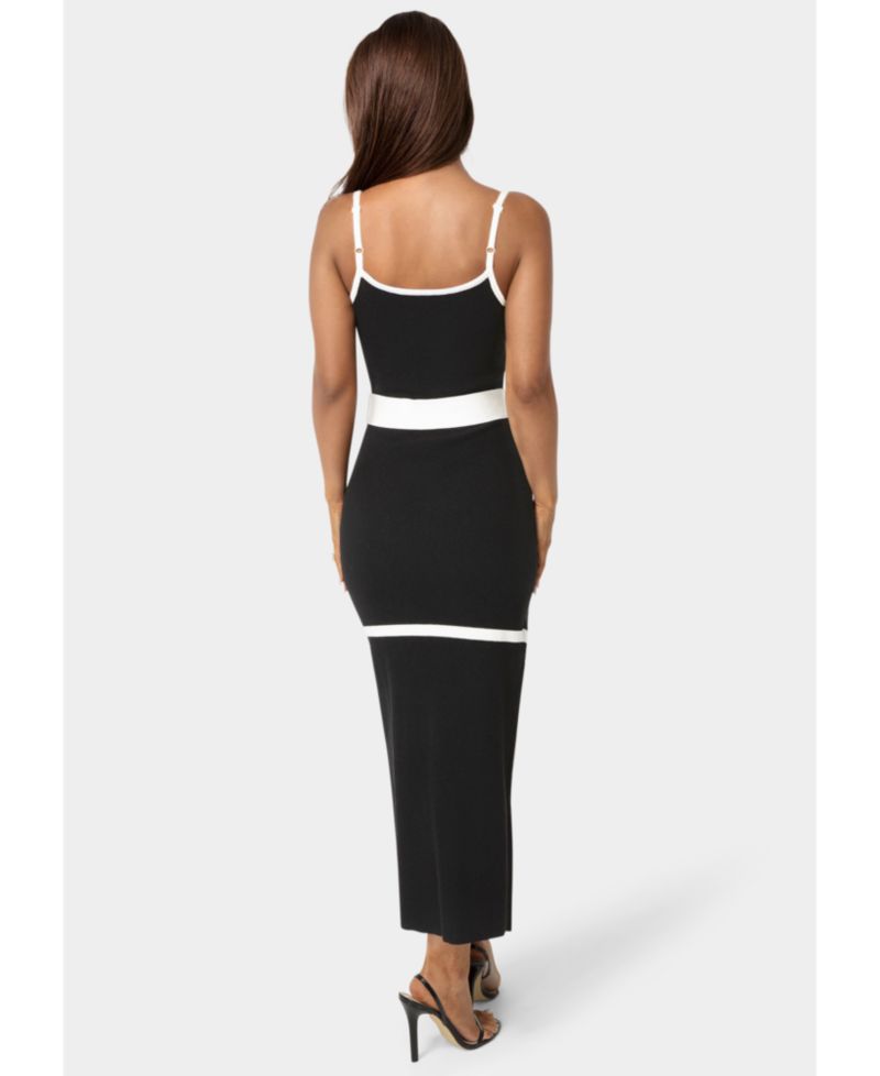Women's Rib V-Neck Bodycon Maxi Dress with Belt