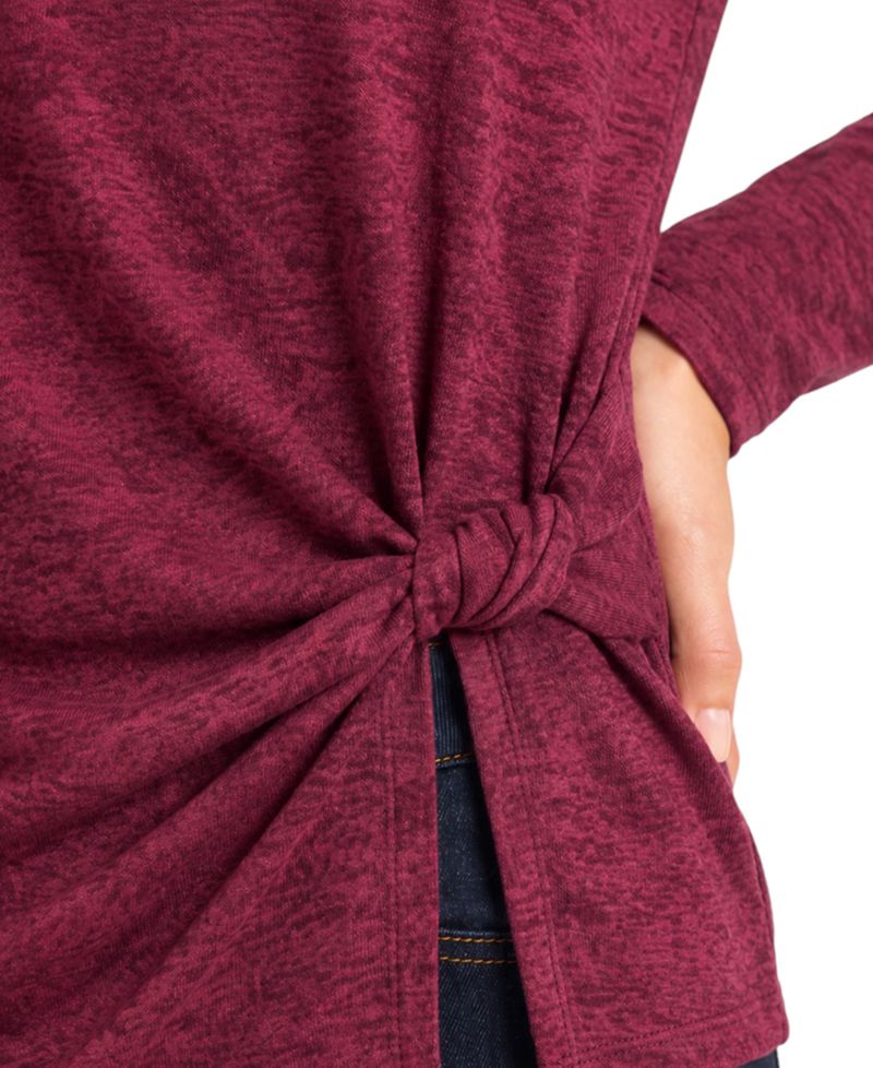Women's Long-Sleeve Boat Neck Twist Waist Top
