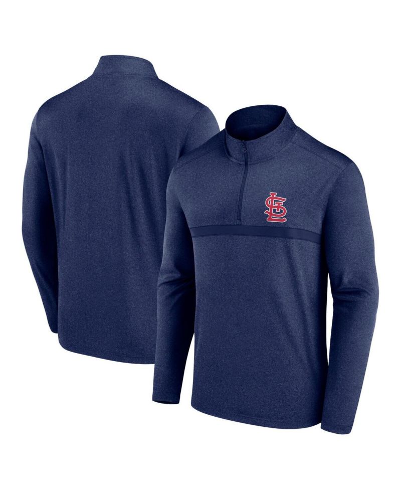 Men's Heather Navy St. Louis Cardinals Head-to-Head Quarter-Zip Pullover Hoodie