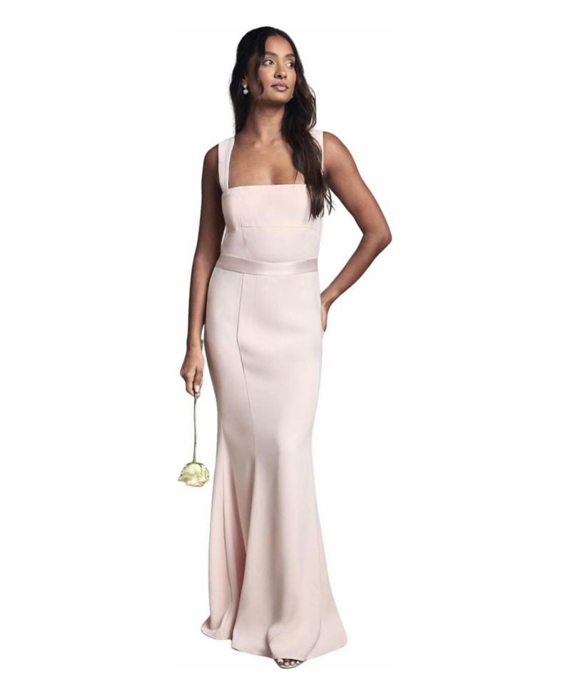 Women's Square Neck Satin Maxi Dress