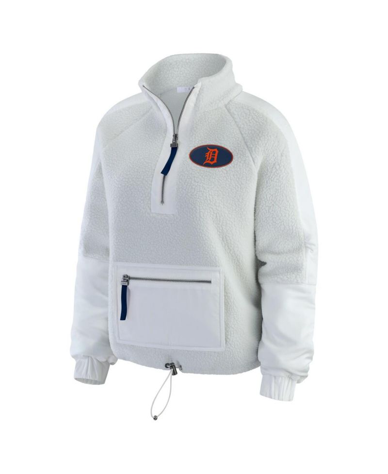 Women's Gray Detroit Tigers Polar Fleece Quarter-Zip Jacket