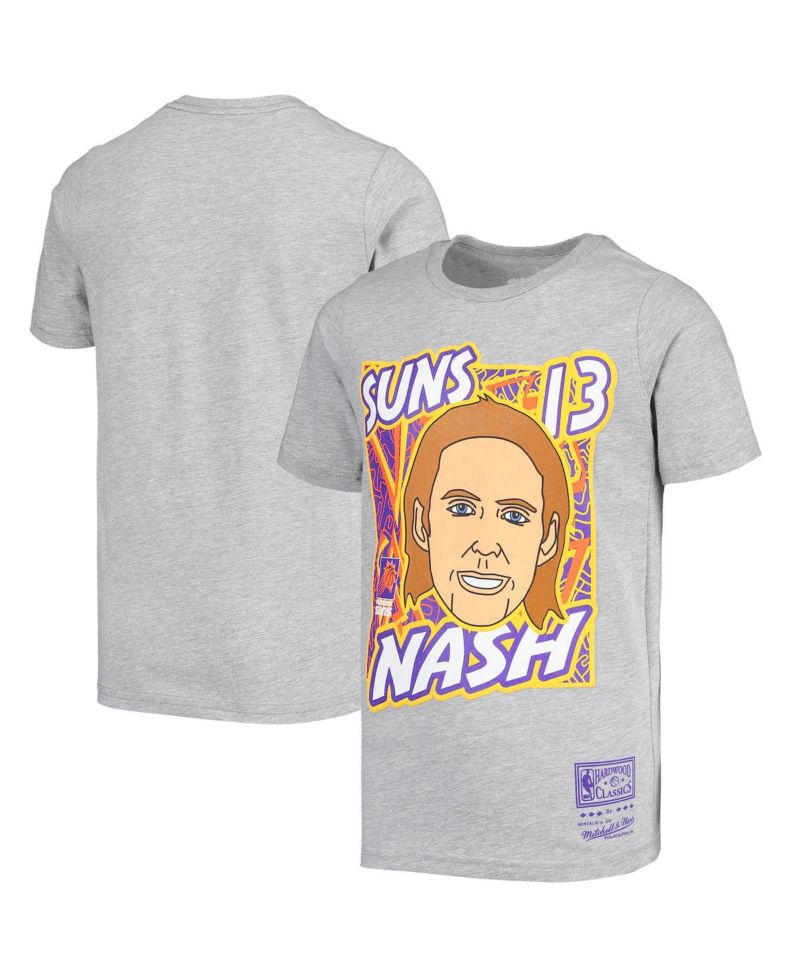 Big Boys Steve Nash Gray Phoenix Suns Hardwood Classics King of the Court Player T-shirt