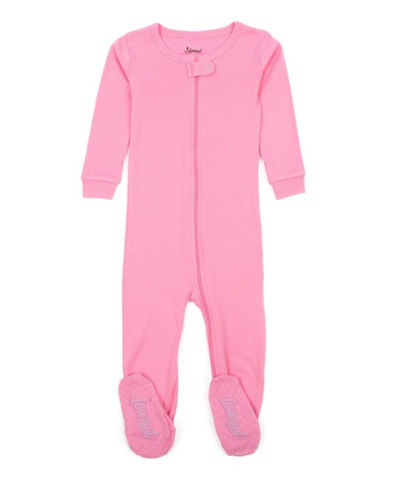 Toddler Matching Family One Piece Footed Cotton Long Sleeve Solid Color Pajamas 2T-5T