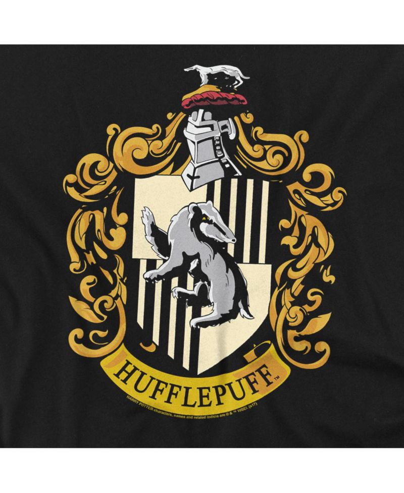 Men's Hufflepuff Crest Graphic Long-Sleeve Crewneck Sweatshirt