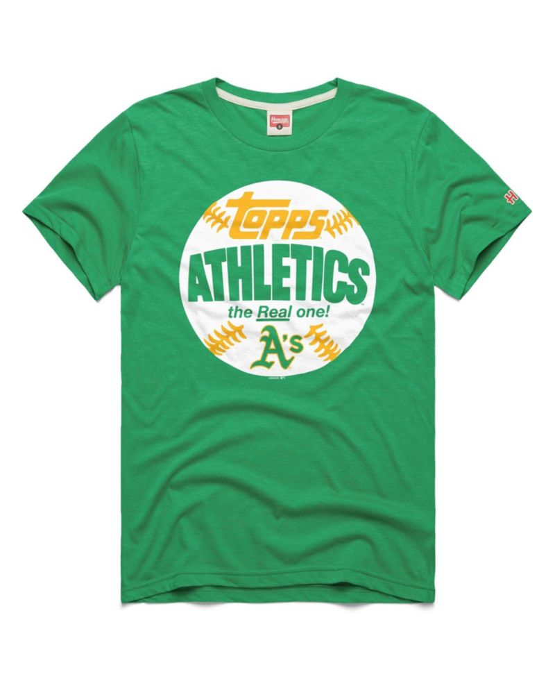 Men's Green Athletics MLB x Topps Baseball the Real One Tri-Blend T-Shirt