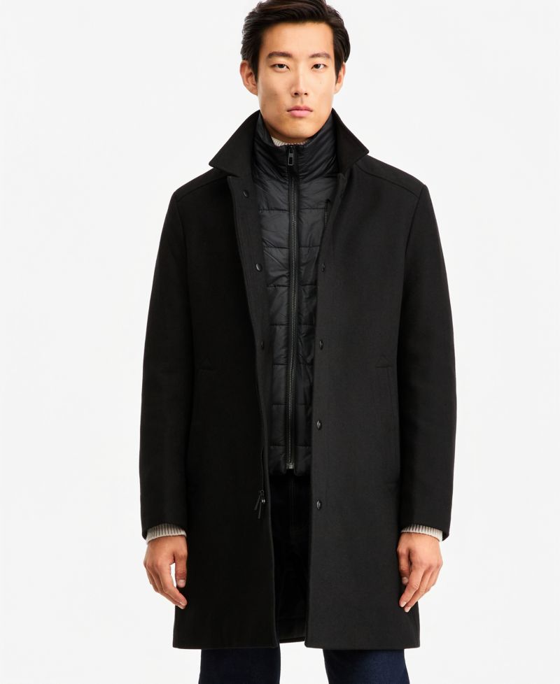 Men's Classic-Fit Bib Wool Blend Overcoat