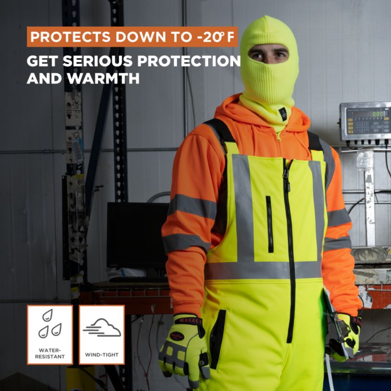 Men's Hi Vis Insulated Softshell High-Bib Overalls, -20&deg;F (-29&deg;C)