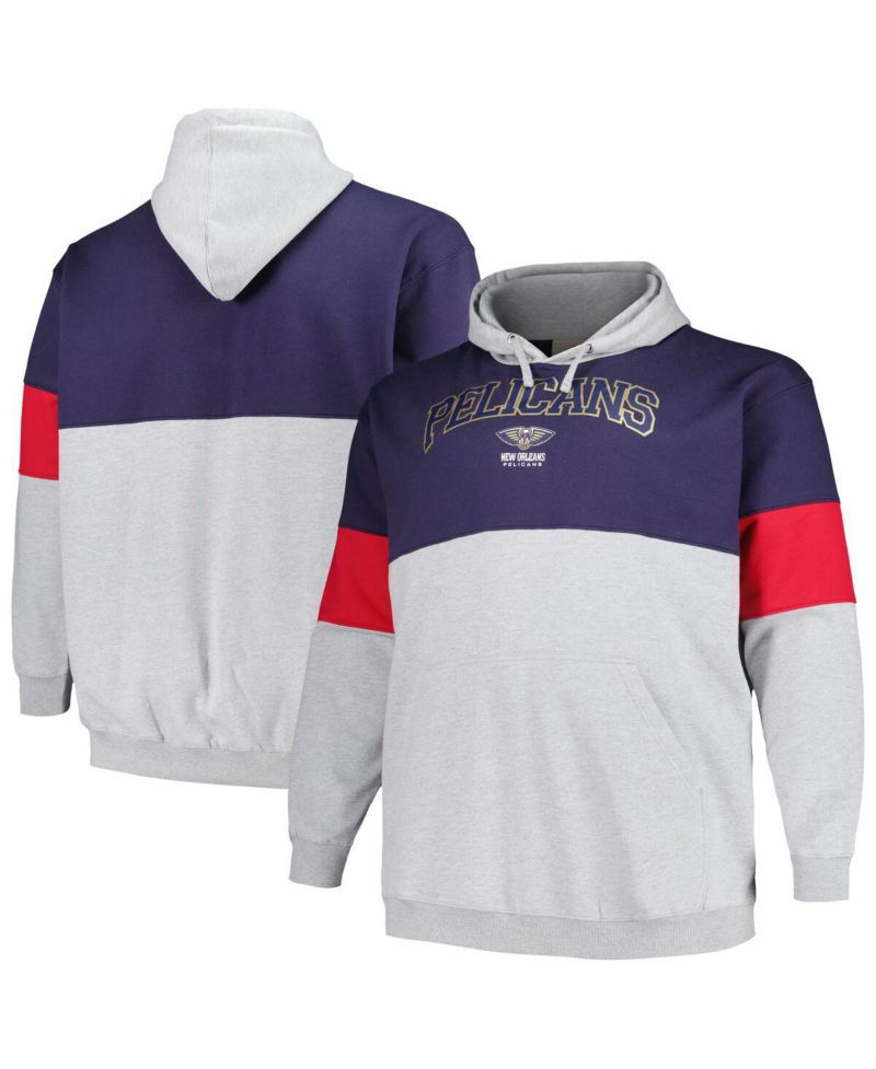 Men's Navy, Red New Orleans Pelicans Big and Tall Pullover Hoodie