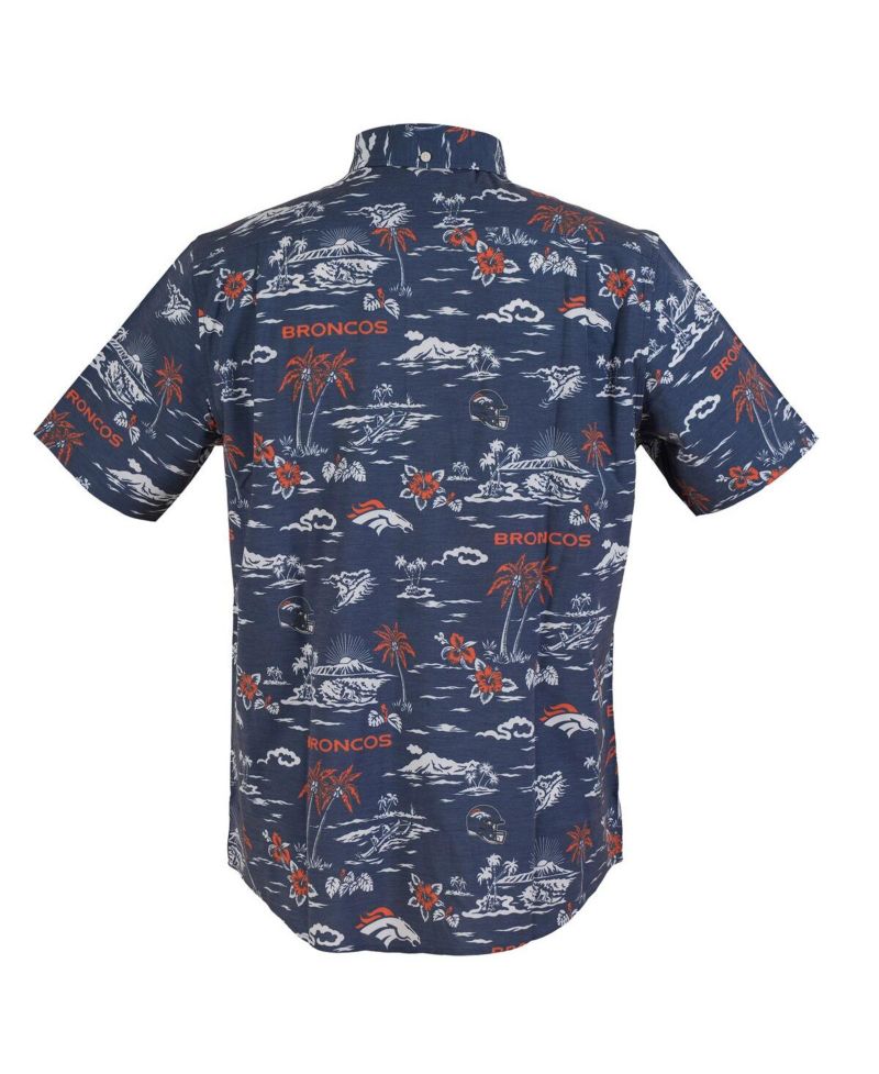 Men's Navy Denver Broncos Kekai Performance Button-Down Shirt