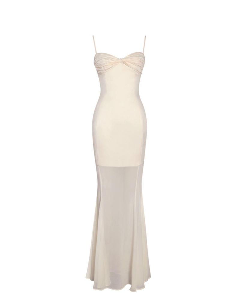 Women's Zayne Butter Yellow Ruch Breast Chiffon Mermaid Maxi Dress