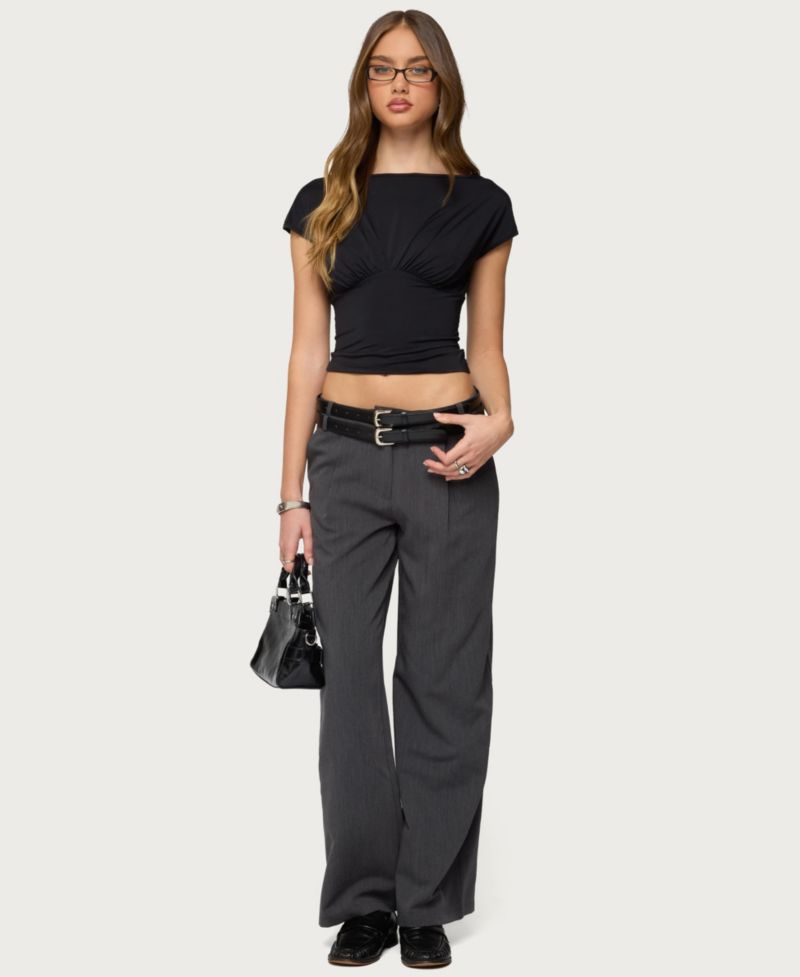 Women's Andy Double Belt Straight Leg Tailored Pants