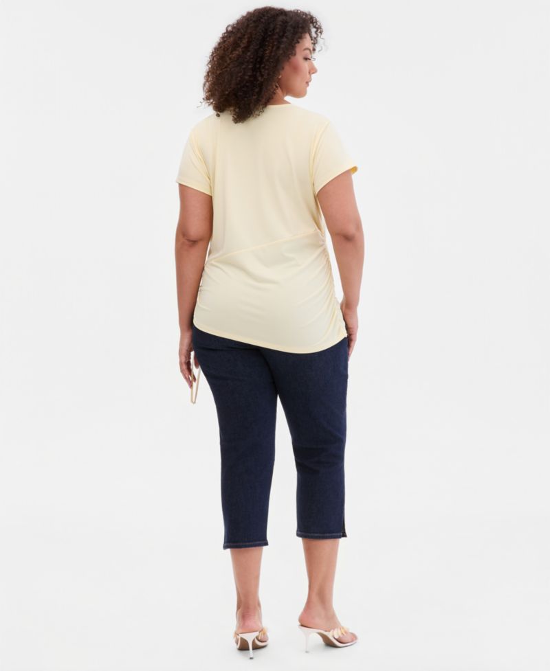 Plus Size Tie-Side Cap-Sleeve Top