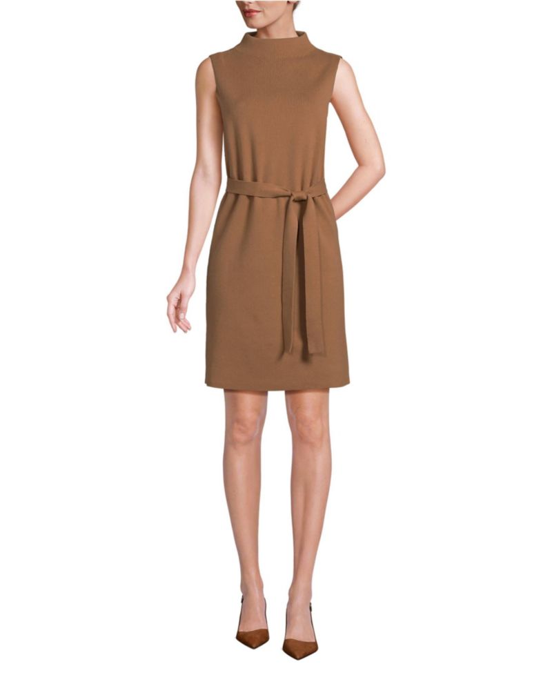 Women's Cotton Blend Short Sleeve Mock Neck Sweater Dress