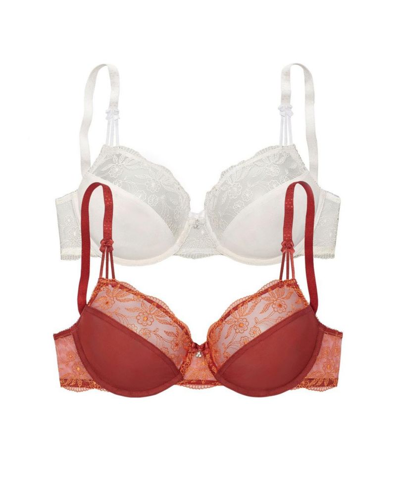 Women's Floral Print 2-Pack Detail Non-Padded Underwire Bra