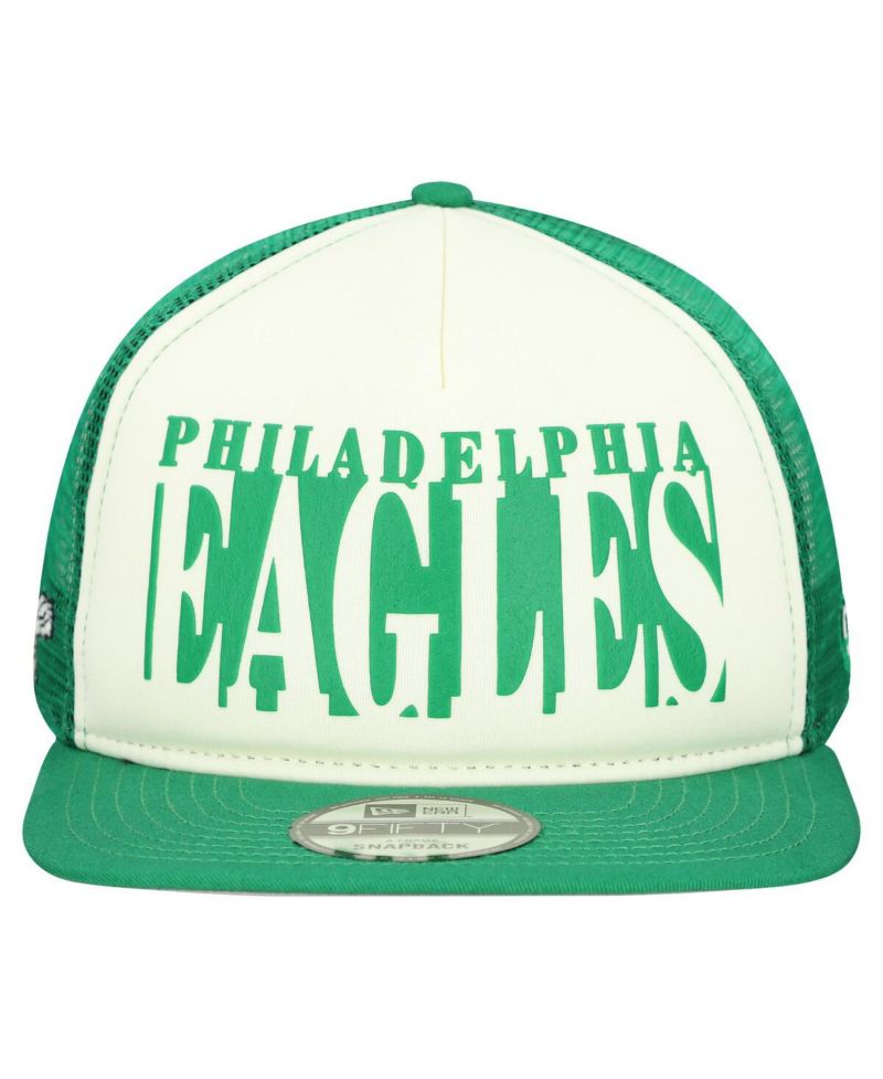 Men's Cream/Kelly Green Philadelphia Eagles Throwback Cutout A-Frame 9FIFTY Snapback Hat