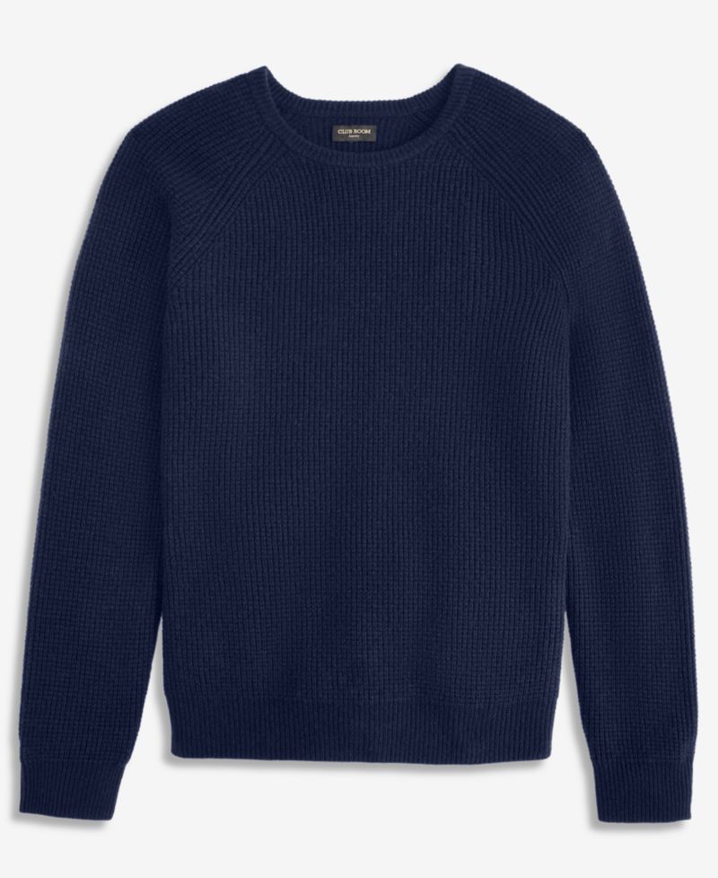 Men's Cashmere Wool Blend Long-Sleeve Waffle Wool Crewneck Sweater, Macy's Exclusive