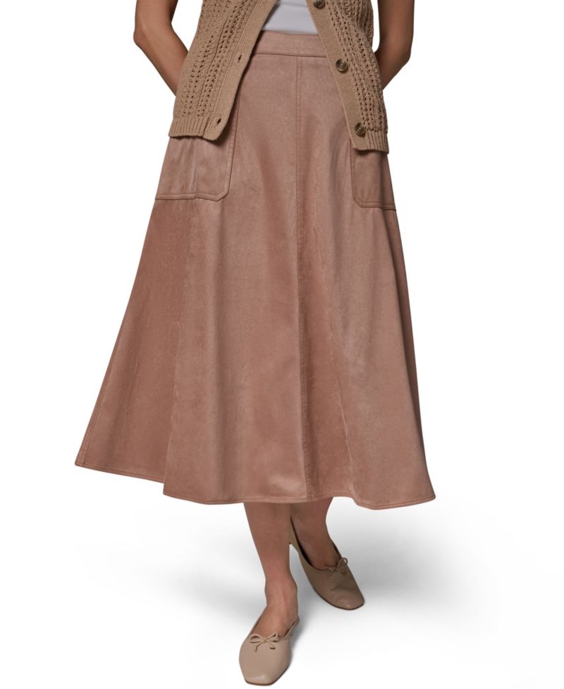 Women's Microsuede A-Line Midi Skirt