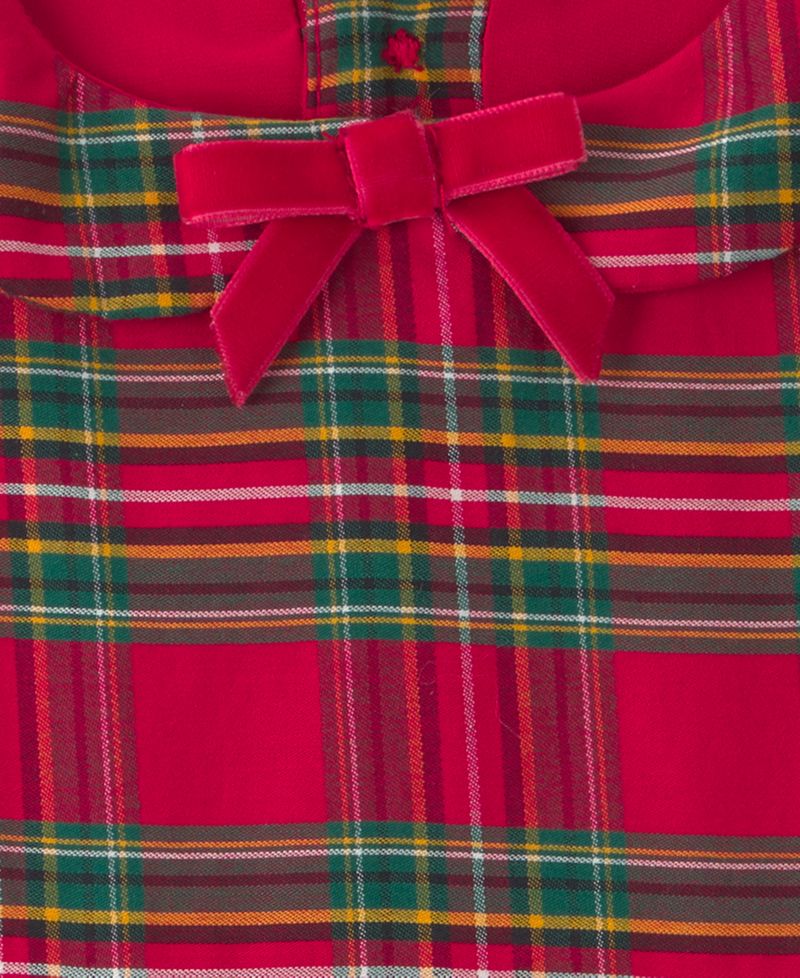 Baby Girls' Peter Pan Collar Holiday Plaid Dress and Diaper Cover, 2-Piece Set