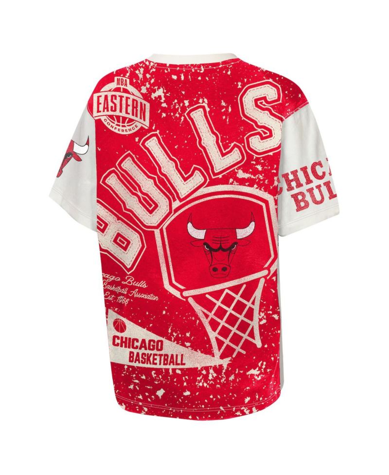 Big Boys and Girls Cream Chicago Bulls Top Player All-Over-Print T-Shirt
