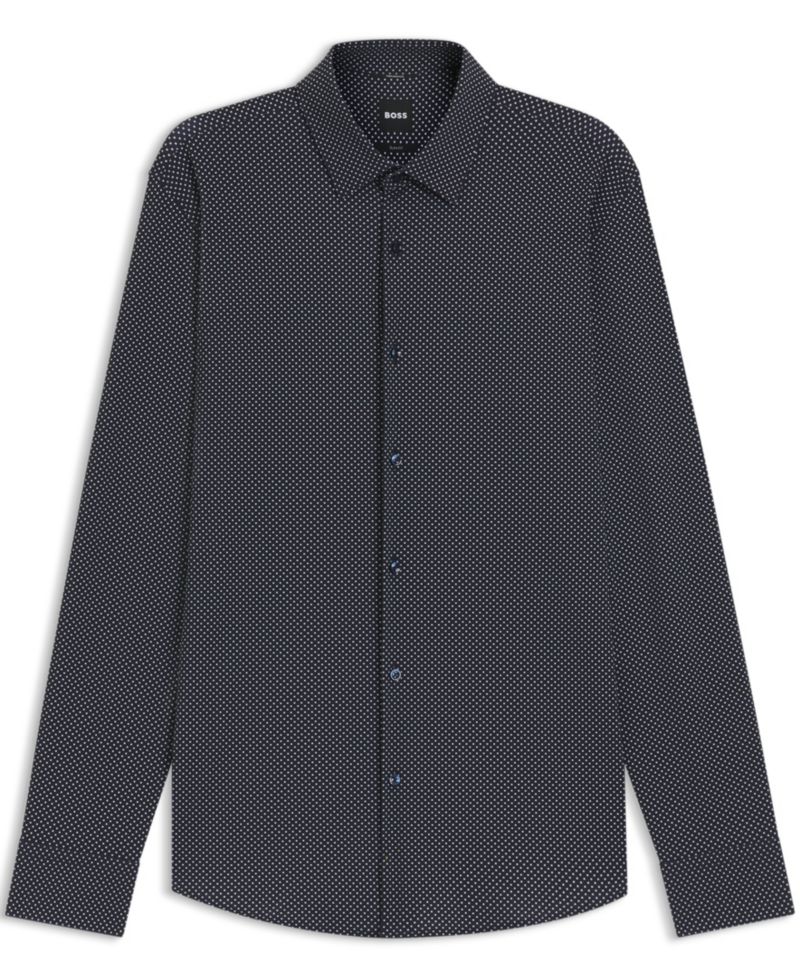 Men's Printed Performance-Stretch Jersey Slim-Fit Dress Shirt