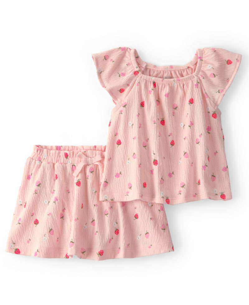 Baby Girls' Strawberry Short-Sleeve Top & Skort, 2-Piece Set