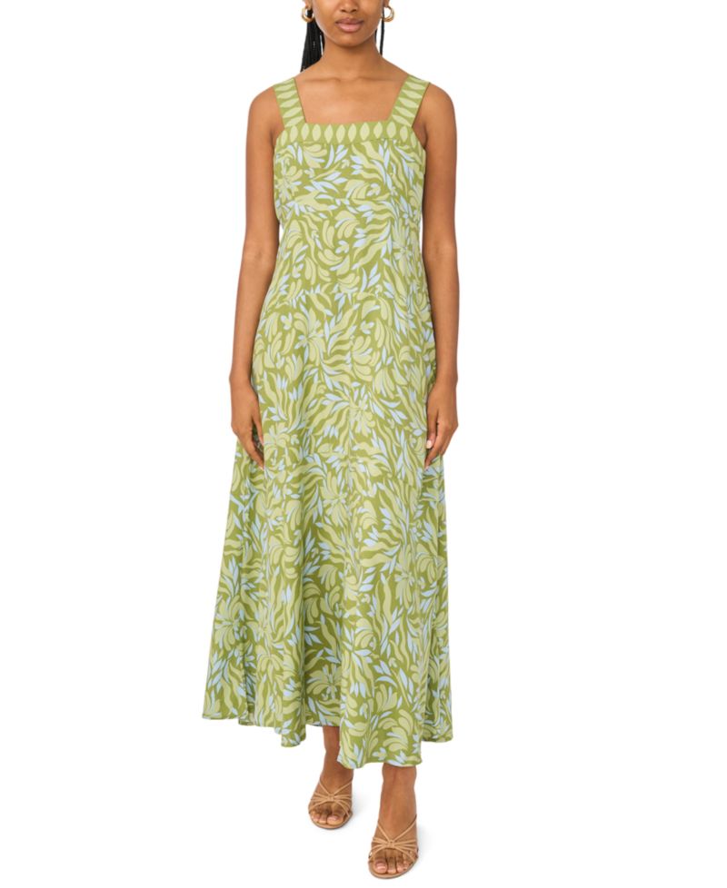Women's Smocked Back Challis Maxi Dress