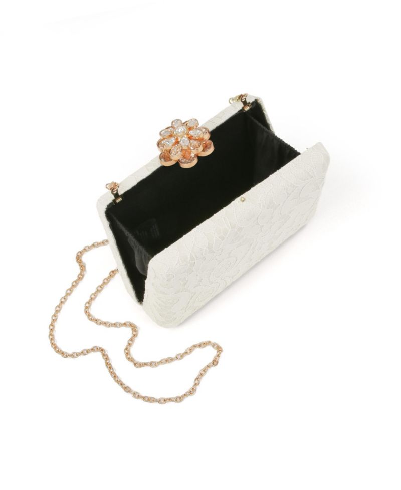 Woman's Rose Lace Minaudiere w. Floral Clasp