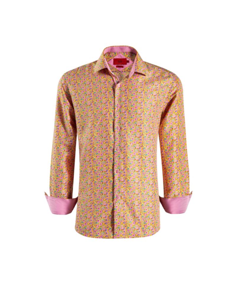 Big Boys Yellow Slim Fit Paisley Print Shirt