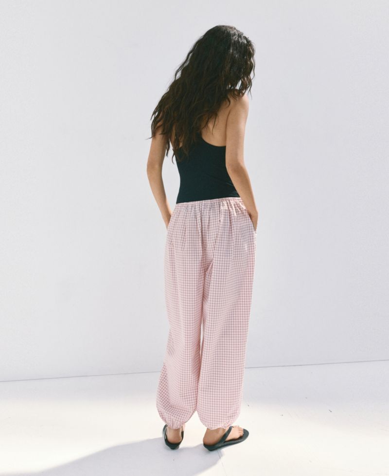 Women's Mid-Rise Plaid Baggy Pants