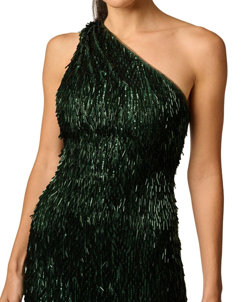 Women's One-Shoulder Sequin Fringe Dress