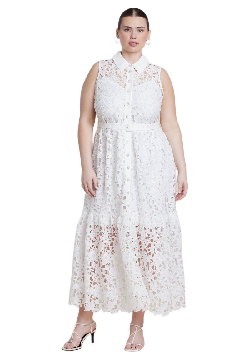 Women's Lace Dress With Buttons and Collar