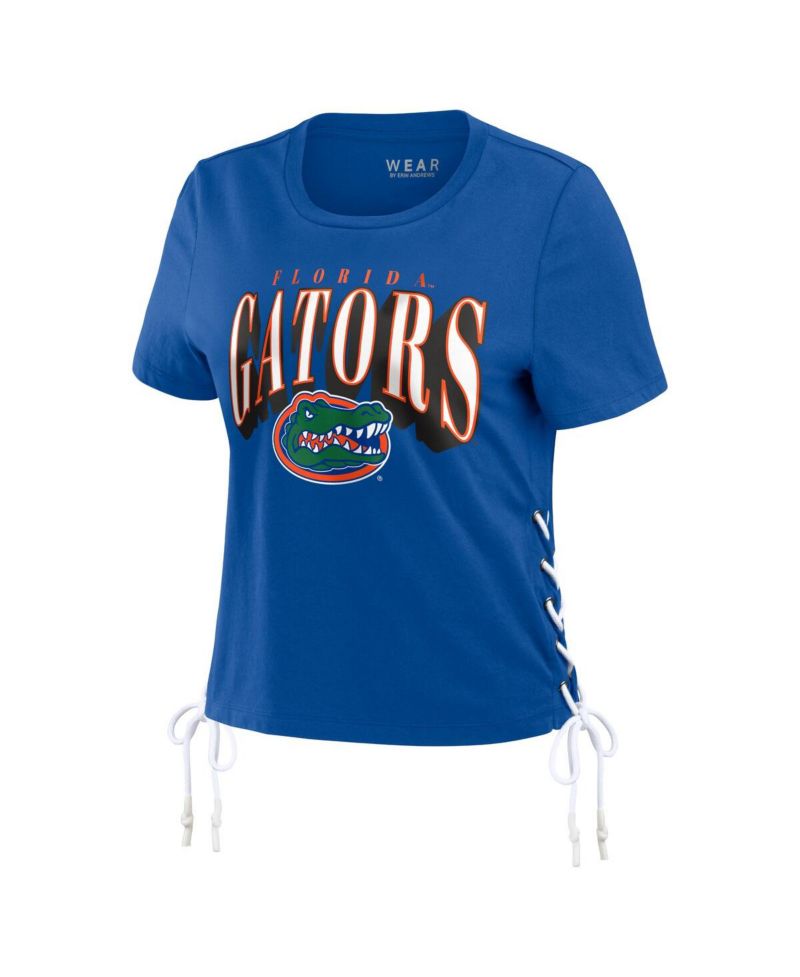 Women's Royal Florida Gators Side Lace-Up Modest Crop T-Shirt