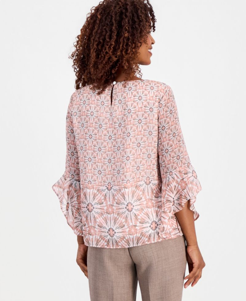 Petite Printed 3/4-Sleeve Top