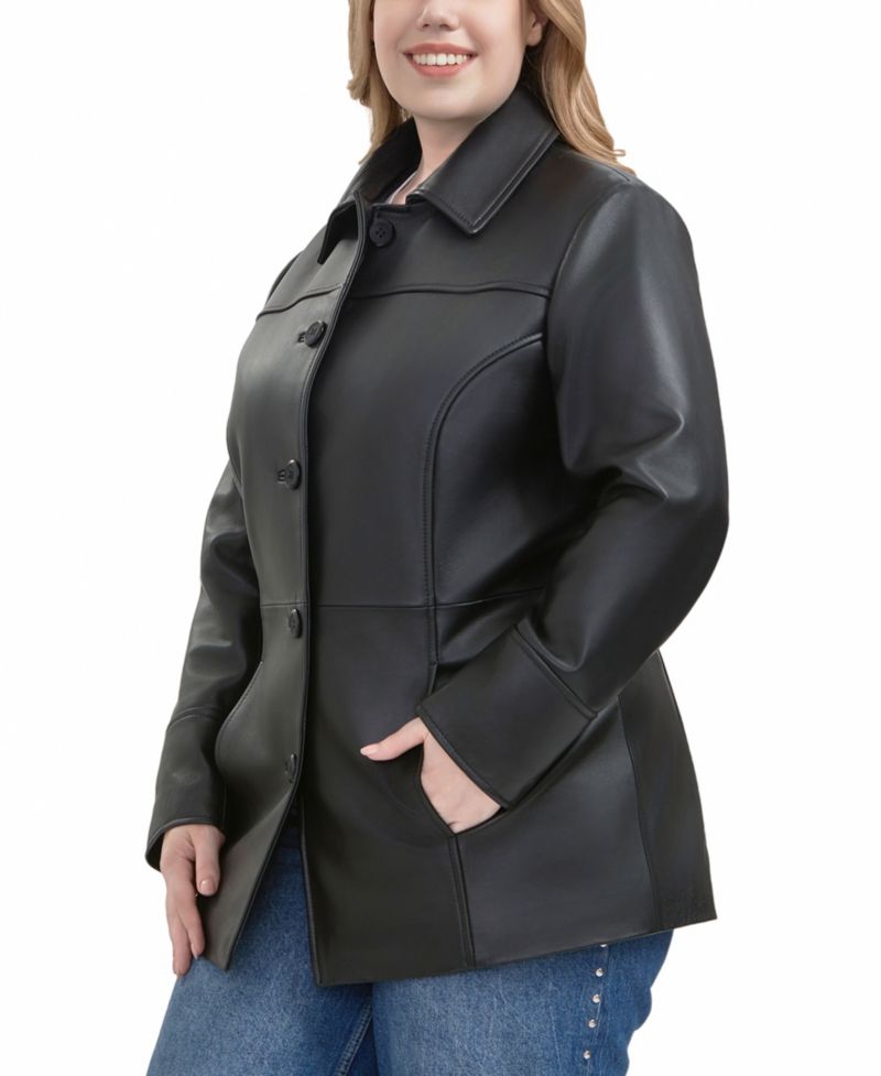 Plus Size Sofia Leather Car Coat