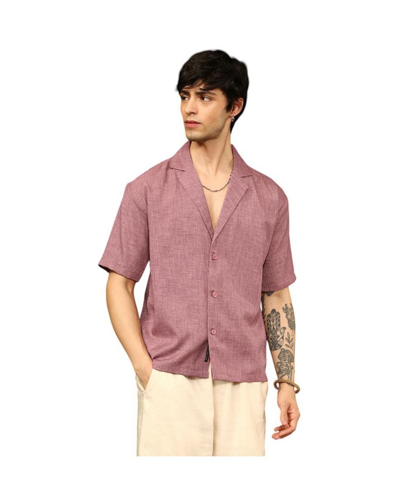 Men's Brick Red Heathered Korean Oversized Shirt