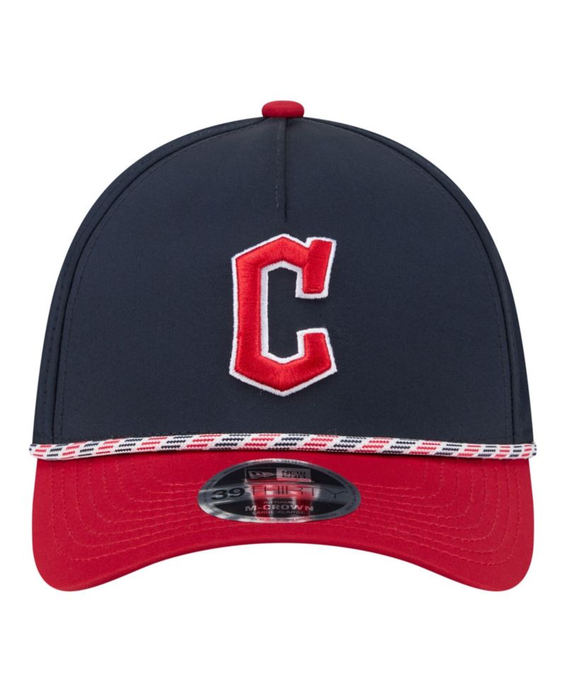 Men's Navy/Red Cleveland Guardians Rope M-Crown A-Frame 39THIRTY Flex Hat