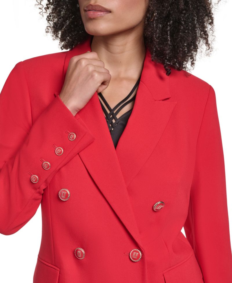 Women's Double-Breasted Shoulder-Padded Blazer