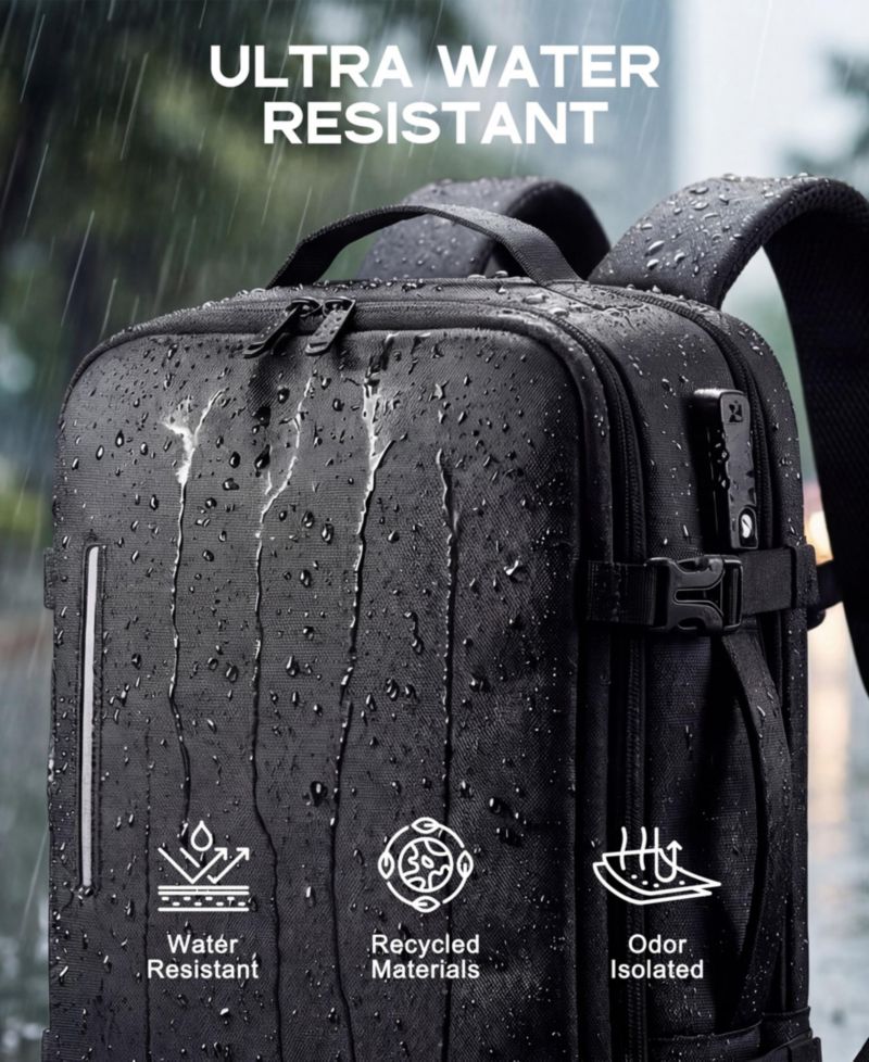Expandable Travel Backpack with USB Charging Port, 20 to 30 Liters Carry On Backpack with Laptop Compartment, Water-Resistant Business Backpack