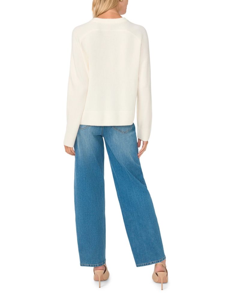 Women's Saddle Shoulder Crewneck Loose Long-Sleeve Sweater