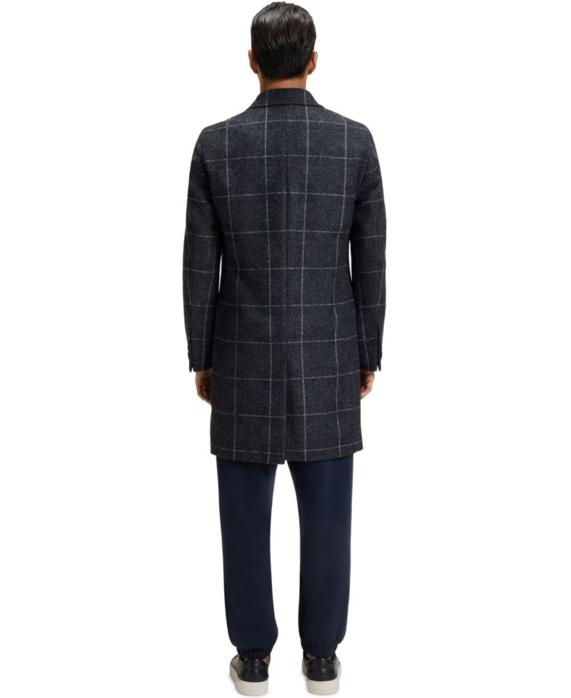 Men's Plain Check Slim-Fit Coat