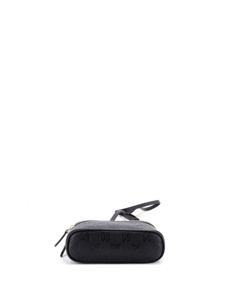 Small Emblem Top Handle Vanity Bag GG Embossed Leather