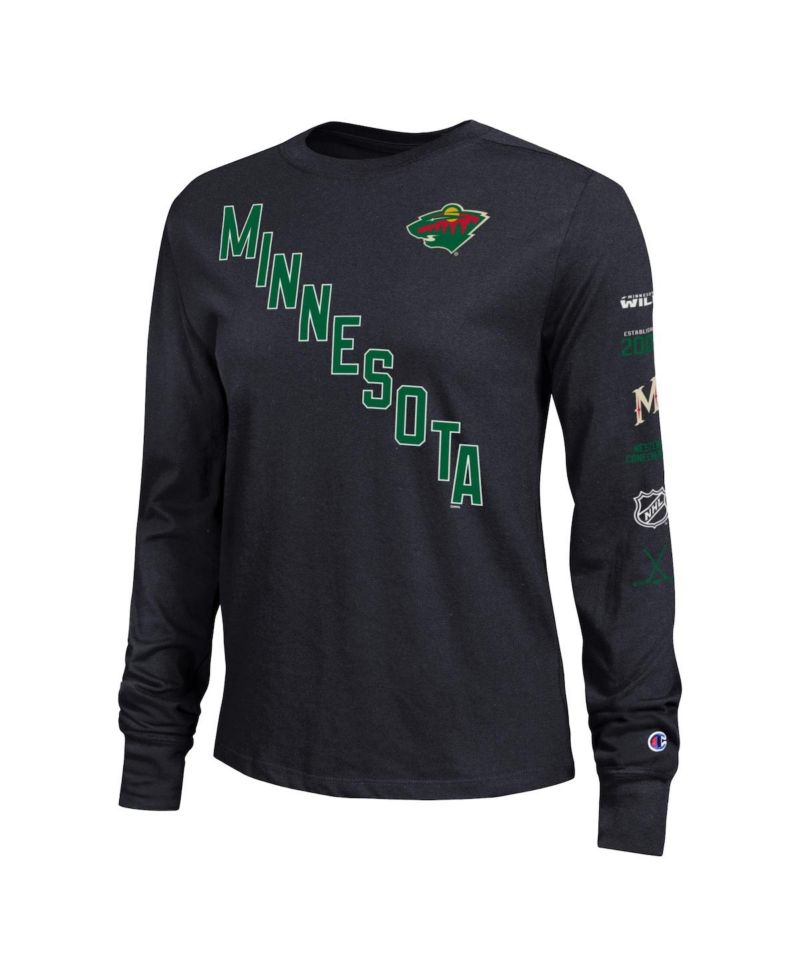Women's Black Minnesota Wild 2-Hit Long Sleeve T-Shirt