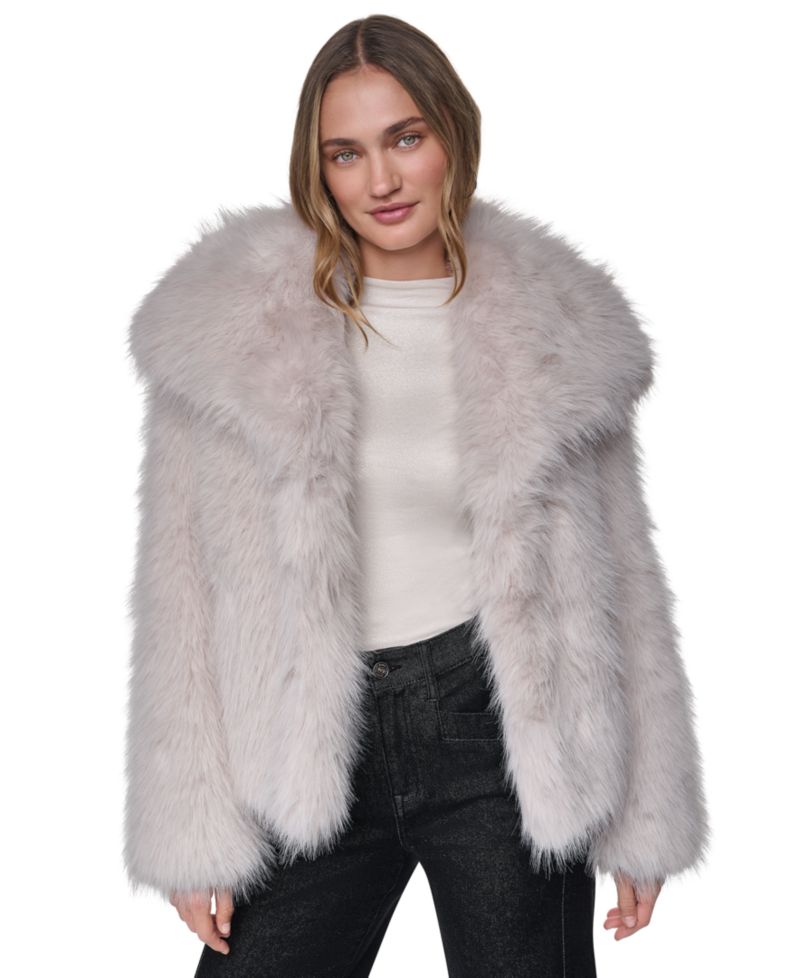 Women's Shawl-Collar Faux Fur Jacket