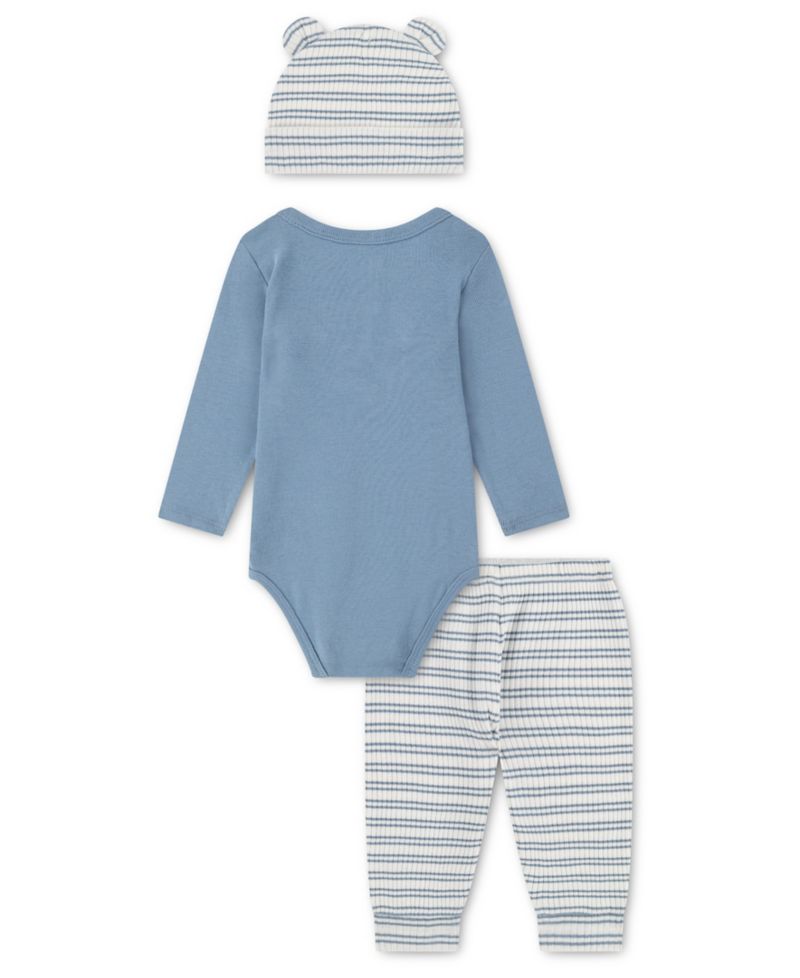 Baby Boys' Babywear Long-Sleeve Bodysuit, Pants and Hat, 3-Piece Set
