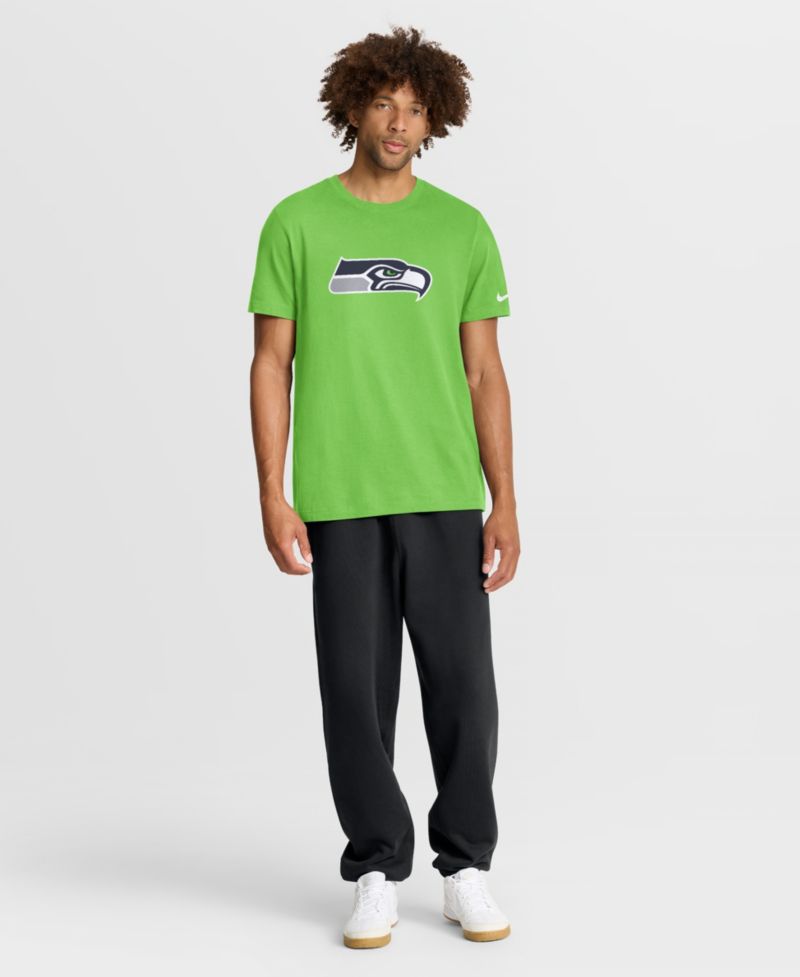 Men's Neon Green Seattle Seahawks Essential Logo T-Shirt