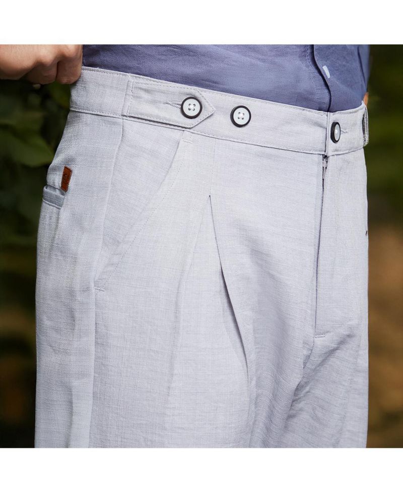 Men's Cloud Grey Pleated Tailored Trousers