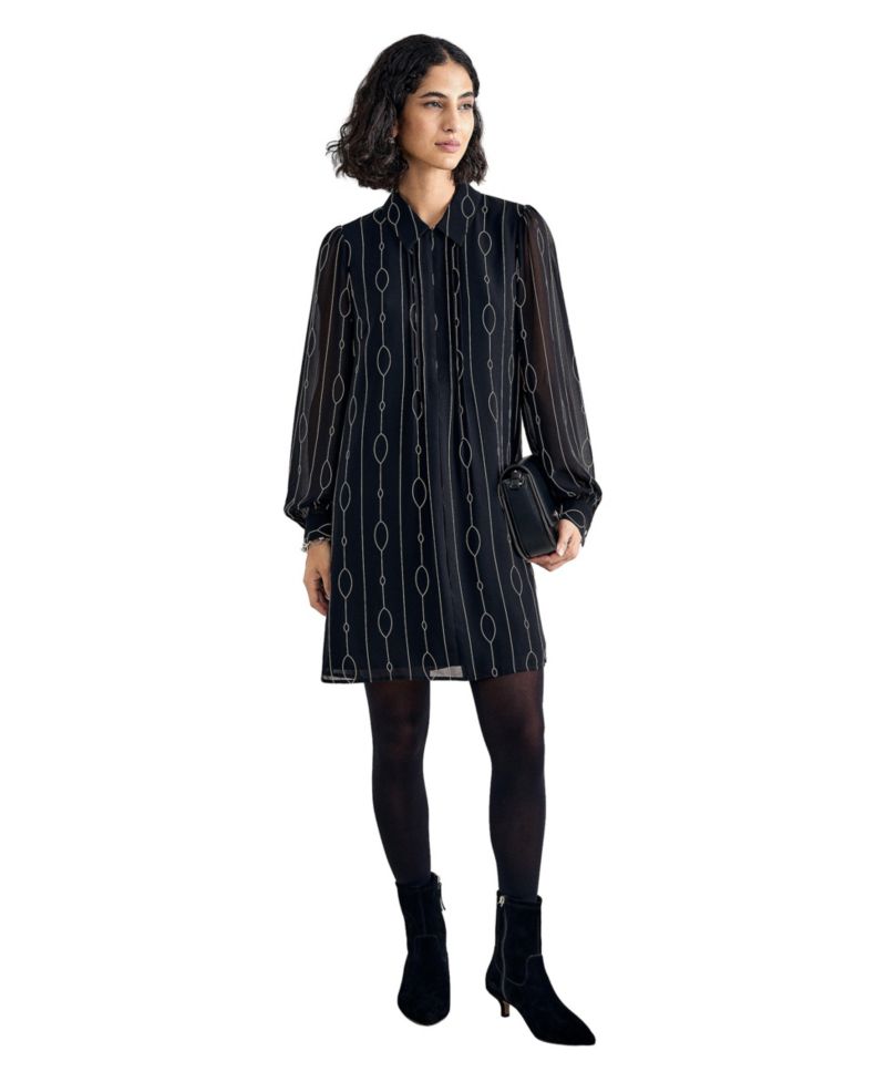 Women's Candice Long-Sleeve Sheer-Sleeve Dress