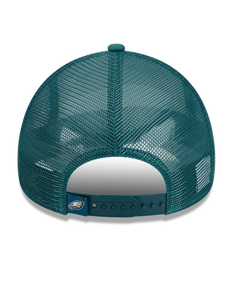 Men's White, Midnight Green Philadelphia Eagles Stacked A-Frame Trucker 9FORTY Adjustable Hat