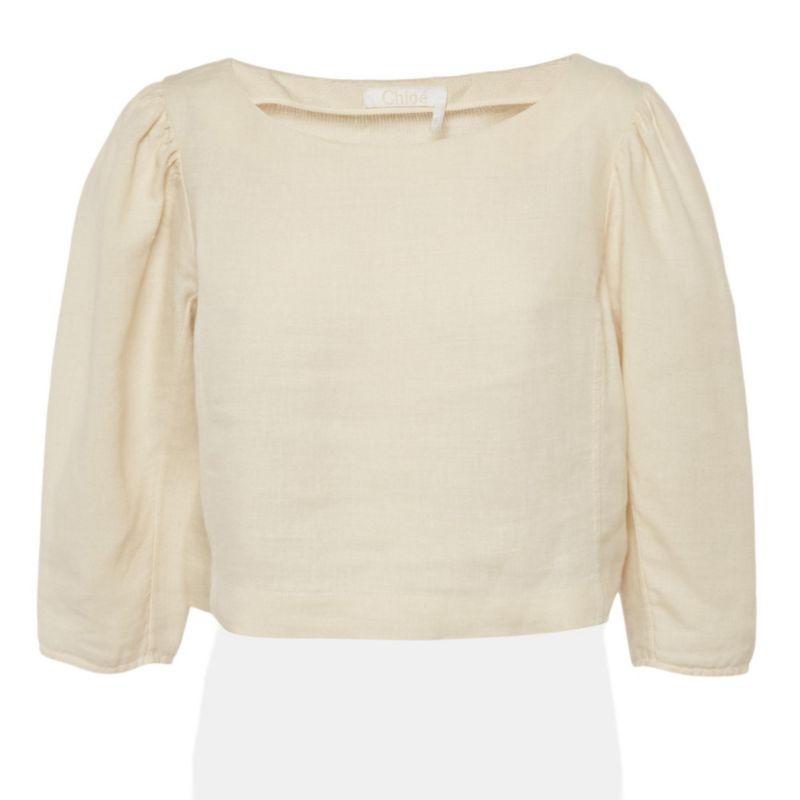 Women's Beige Linen Top