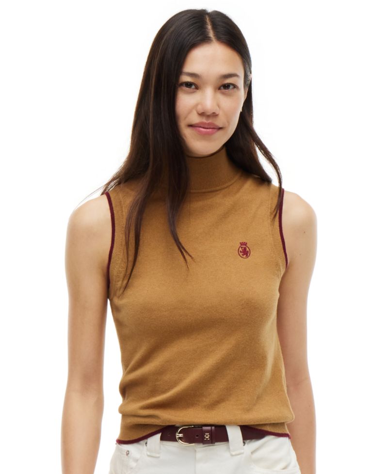 Women's American Icons Sleeveless Turtleneck Cotton/Cashmere-Blend Vest